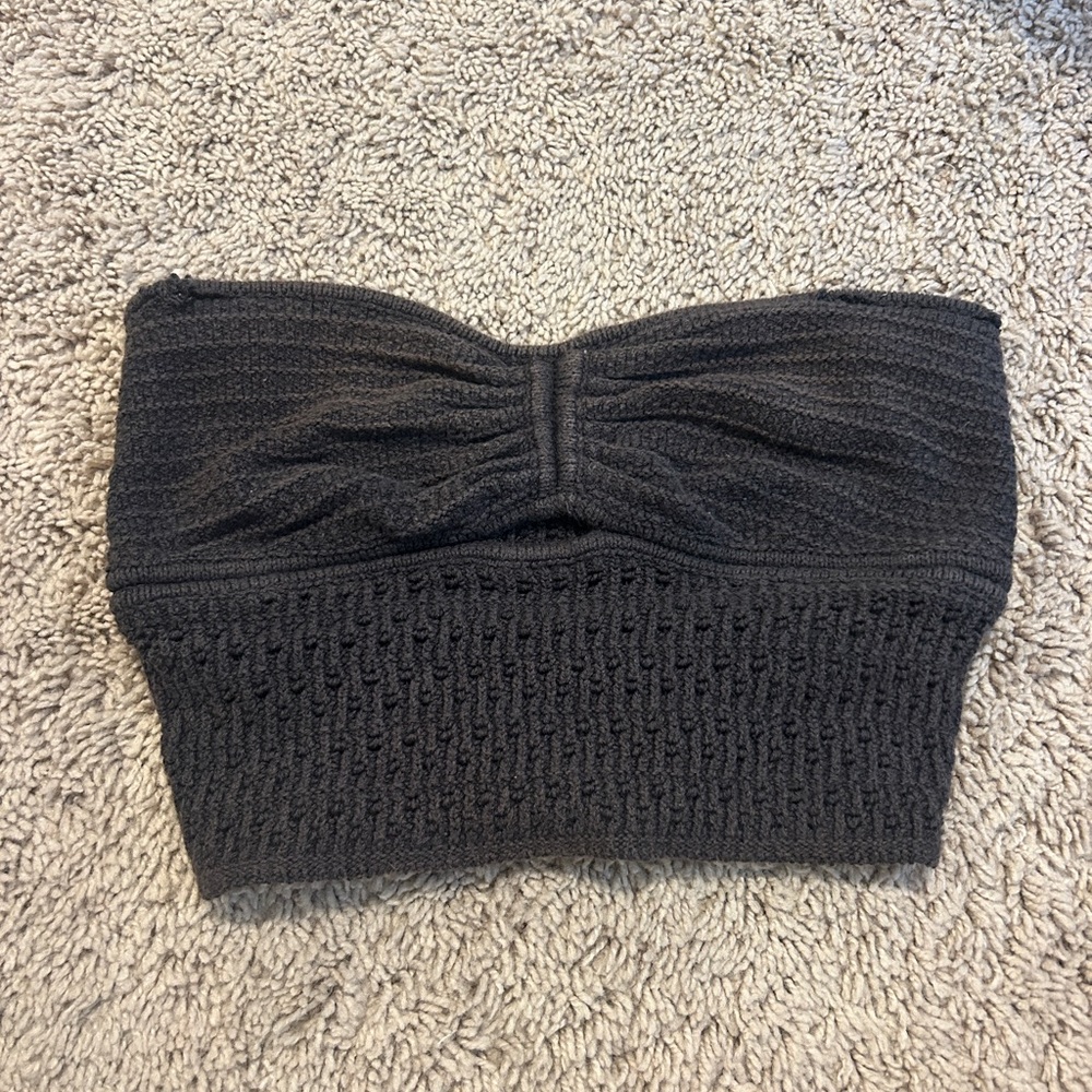 Black Textured Women's Tube Top